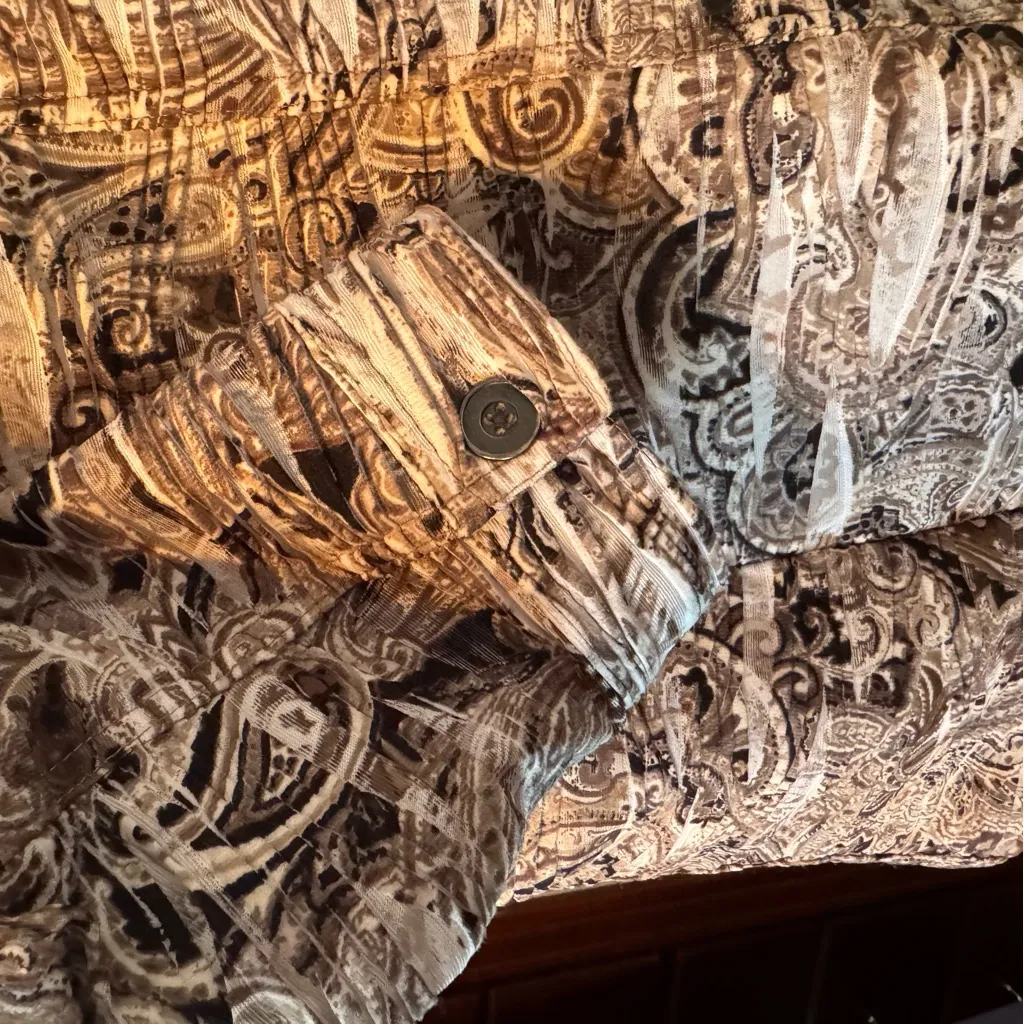 Chico's Brown White Paisley Patterned Textured Jacket 3 16 XL - Image 8