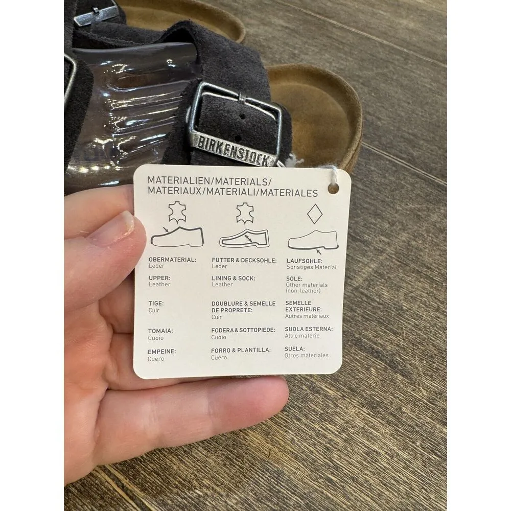 New w/o Box Birkenstock Arizona Velvet Grey Soft Footbed Regular Size 46 13/13.5 - Image 8