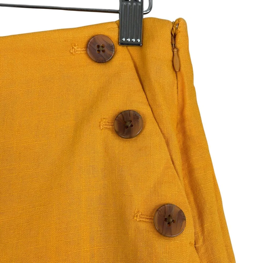 J. Crew Shorts Womens 4 Yellow Linen Blend Drapey Sailor High Waisted Coastal - Image 3