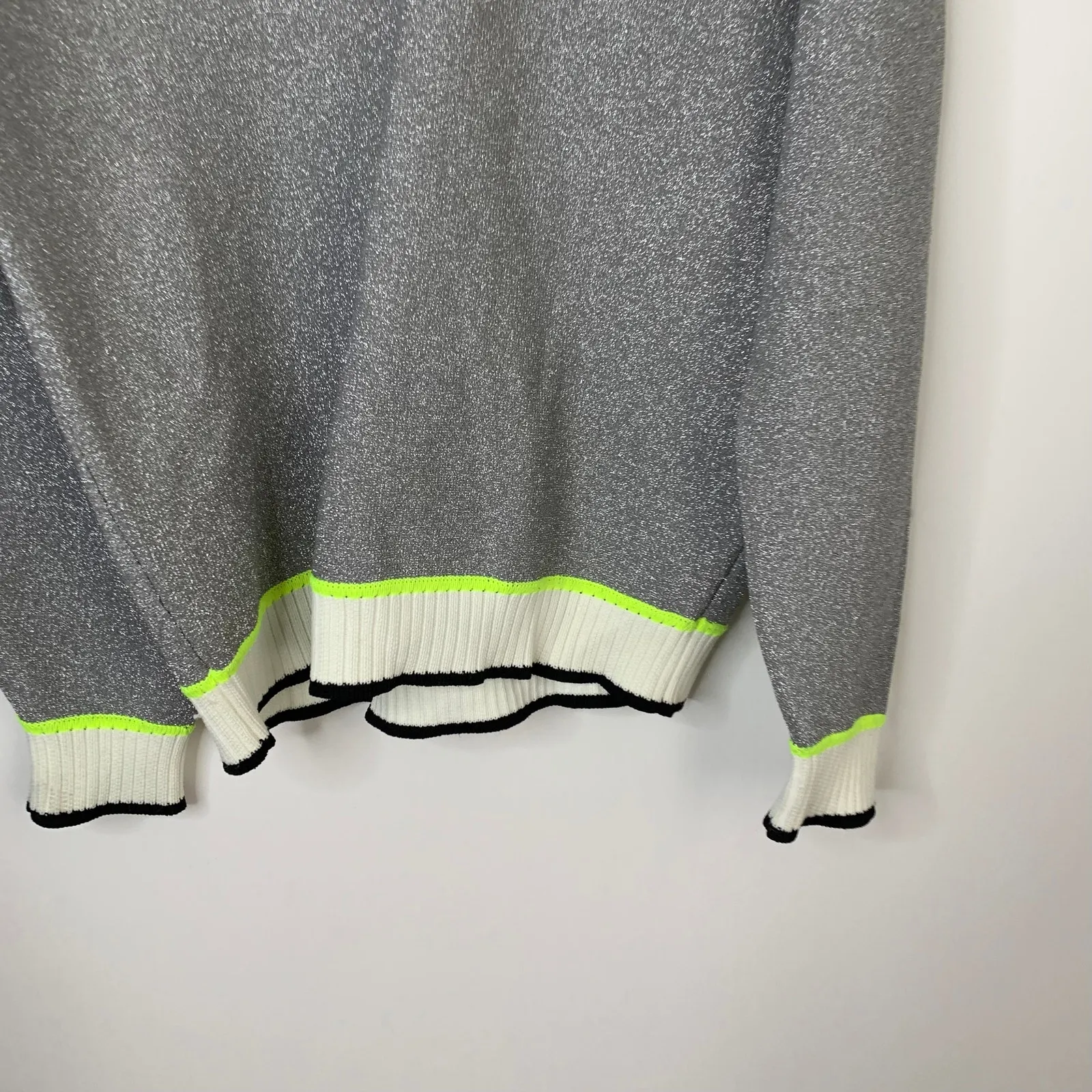 Opening Ceremony Silver Disco Sport Cable Neck Sweater In Silver Multi Small - Image 9