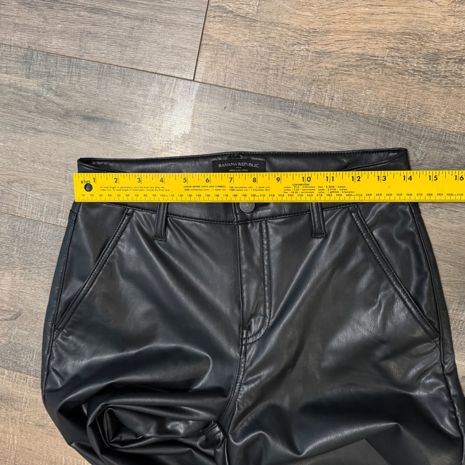 NWT Banana Republic Factory Wide Leg Crop Vegan Faux Leather Pants Black Sz 26/2 - Image 8