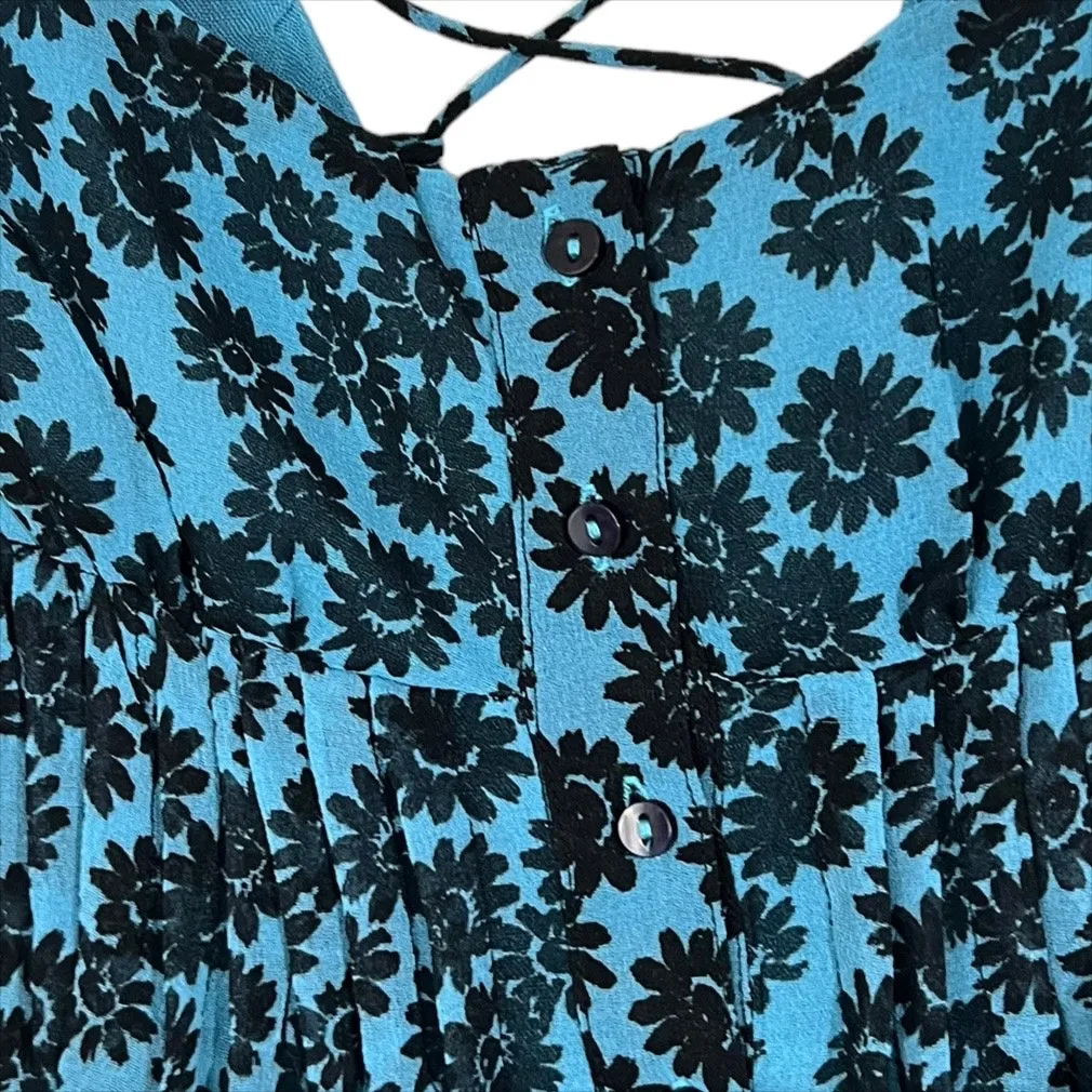 NWT Urban Outfitters Justine Lace Up Dress in Blue Floral Size XS - Image 7