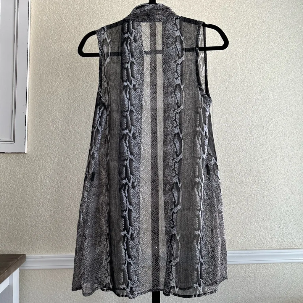 Snakeskin Print Longline Vest Women’s Small Open Front Layering Duster - Image 2