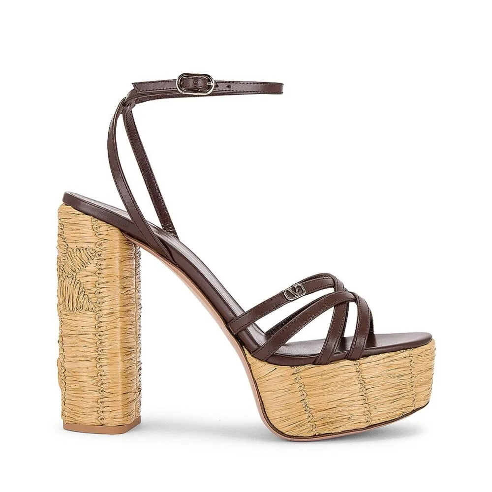 VALENTINO GARAVANI cacao & Tobacco Raflower espadrille Sandal 40 - Image 4