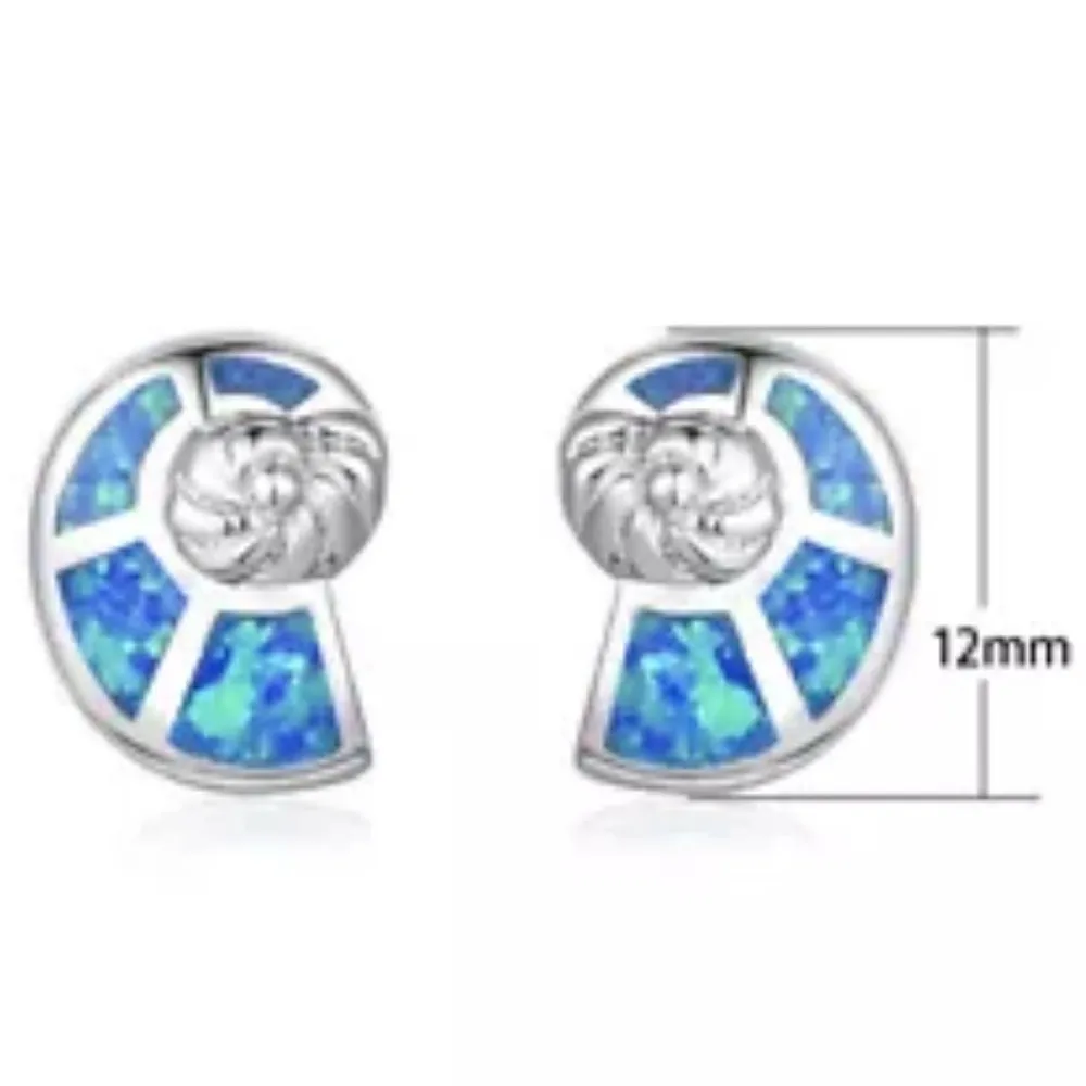 Opal Nautilus Shell Earrings - Image 6
