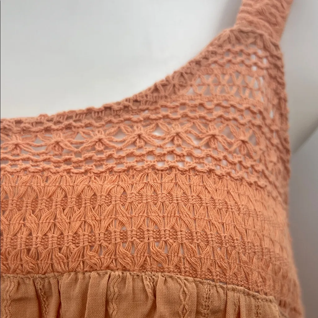 Torrid Light Peach Button-Front Crochet Panel Tank Top - Image 3