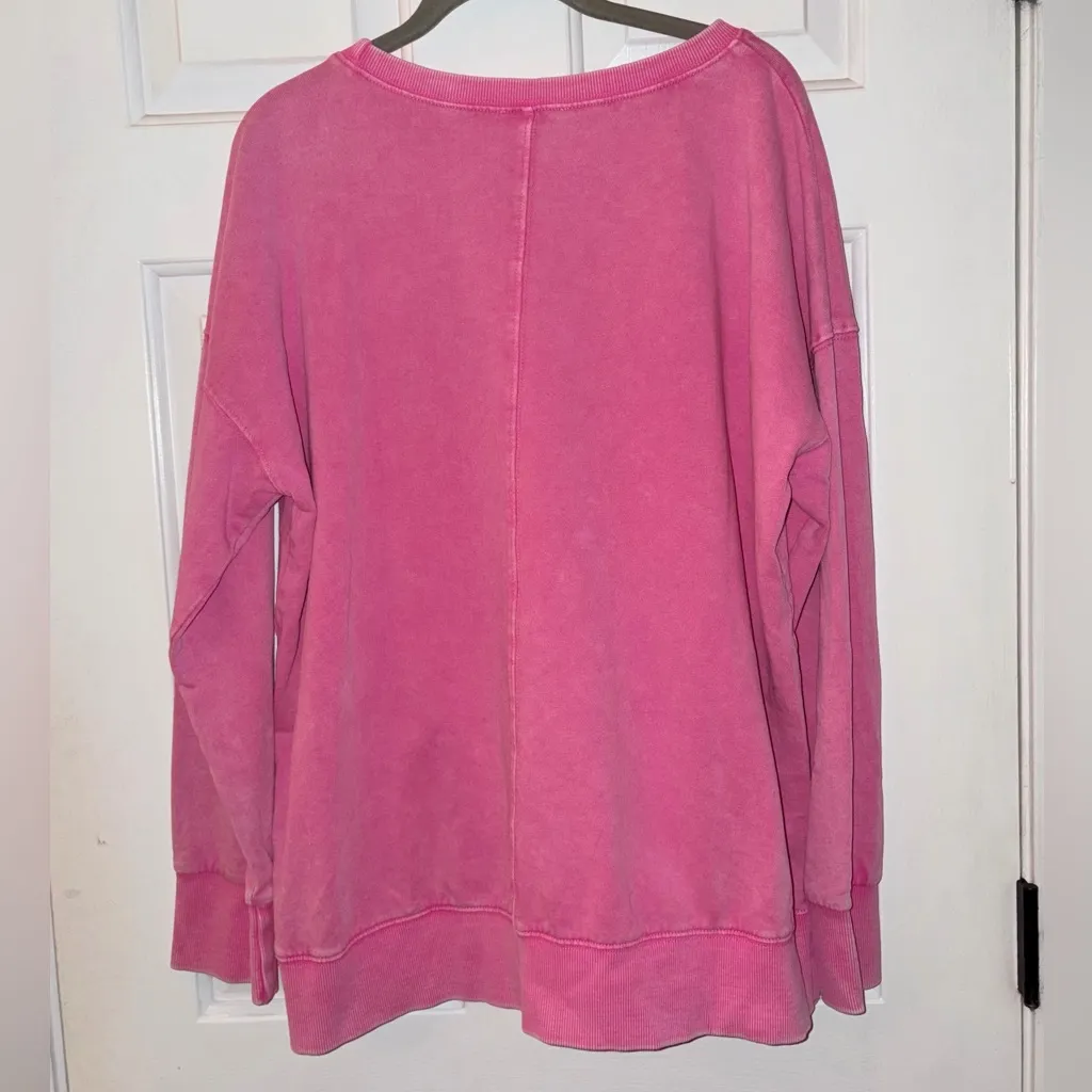 Easel Don't Forget to Smile Mineral Wash Sweatshirt in Bubble Gum - Image 4