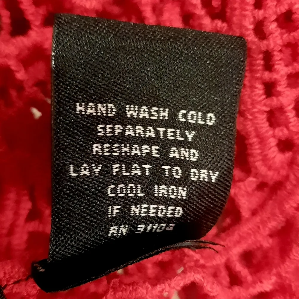 New Directions Top Women's Size PS Petite Small Red Crochet Oversized Cover Up - Image 7