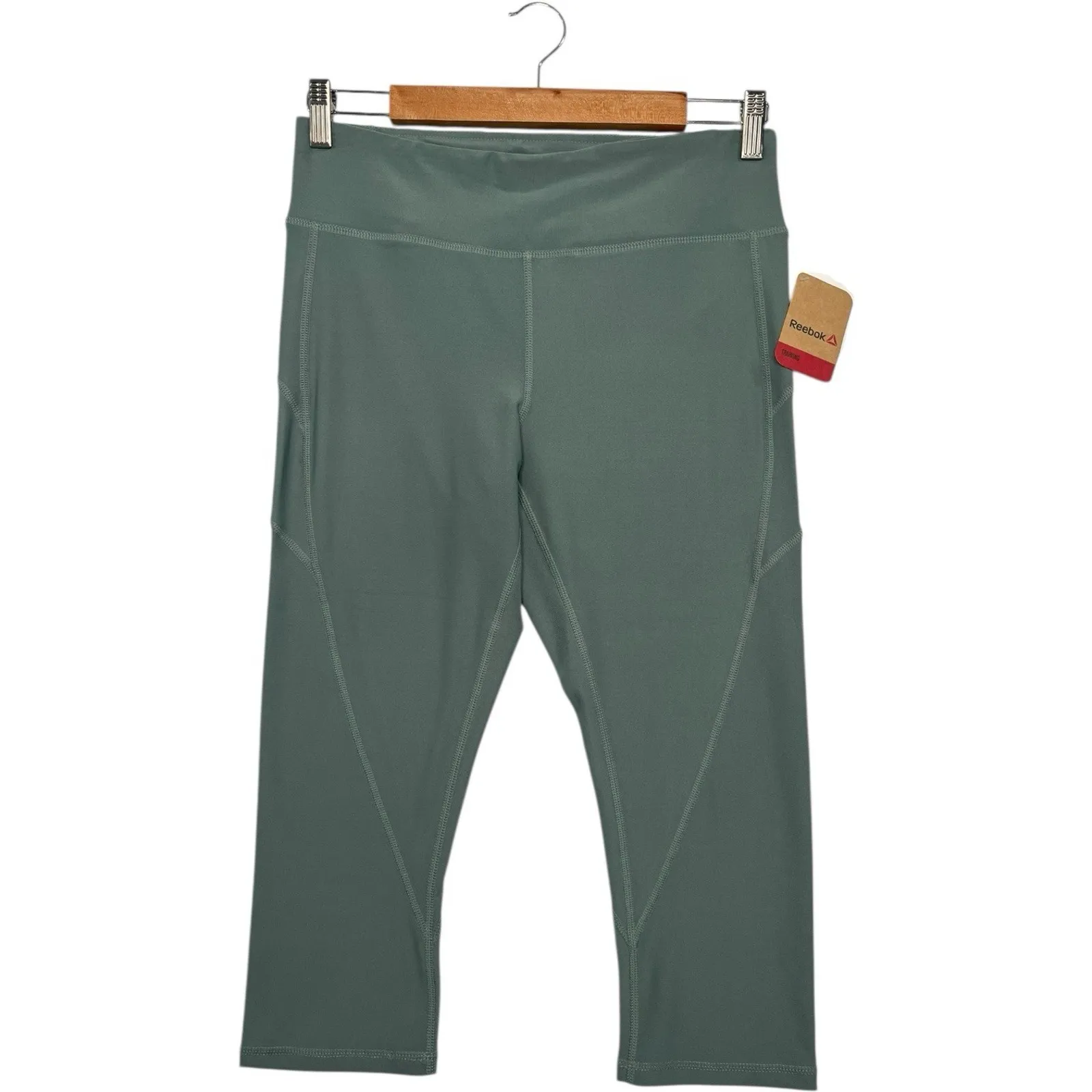 Reebok Leggings Womens Large Green Skinny Capri Training Stretch Athletic Gym - Image 6