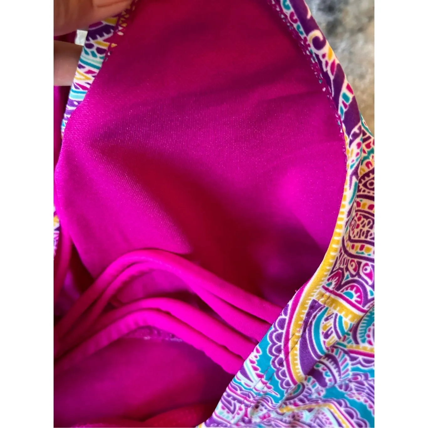 Playa Swim Paisley Halter Tankini Top Women's M 8 10 Magenta Purple Teal Yellow Size M - Image 6