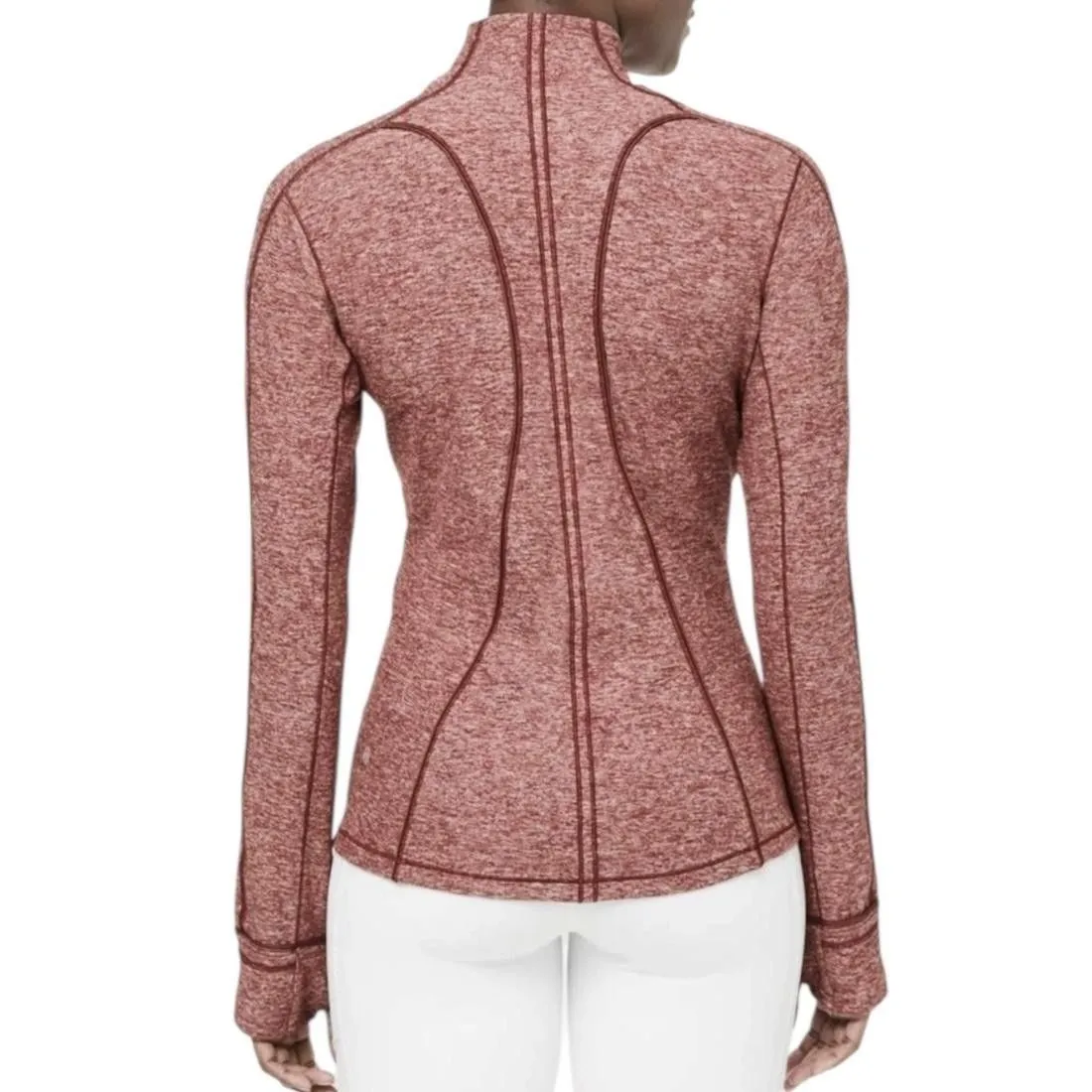 Lululemon Pullover Womens 6 Red Heathered Half Zip Thumbholes Coolmax Running - Image 2