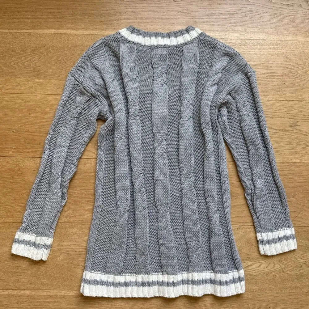 Superdown - Shawnie Varsity Sweater Dress in Gray & White - Image 3