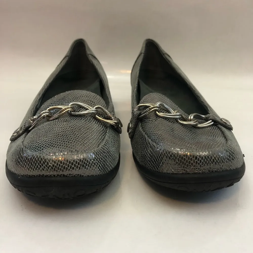 Vionic Alda Leather Chain Loafers: Pewter Lizard - Image 3