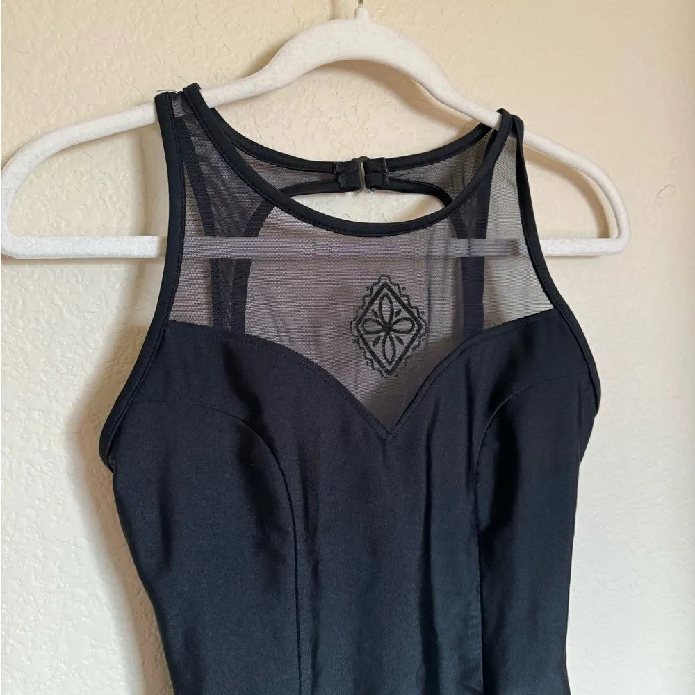 Vintage Jantzen Mesh High Neck Swimsuit Onesie Sz 10 Black Full Coverage Amulet‎ - Image 2
