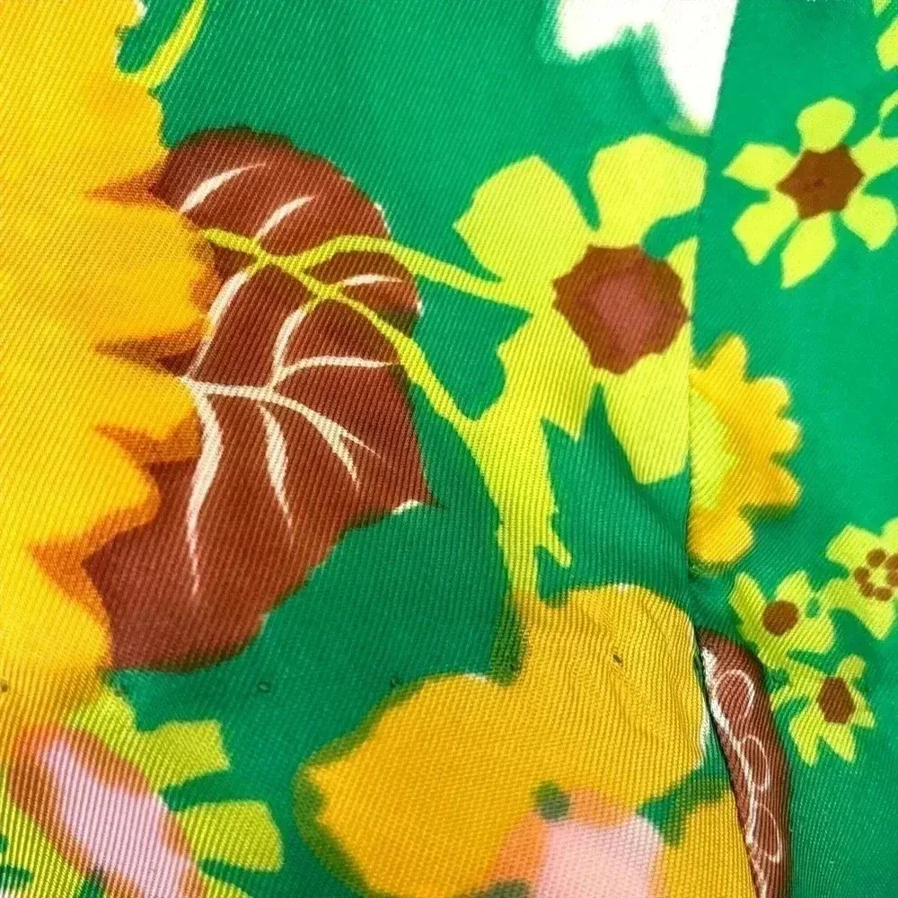 Vintage NWT Green Flower Floral Print 70s Blouse Top - Image 3