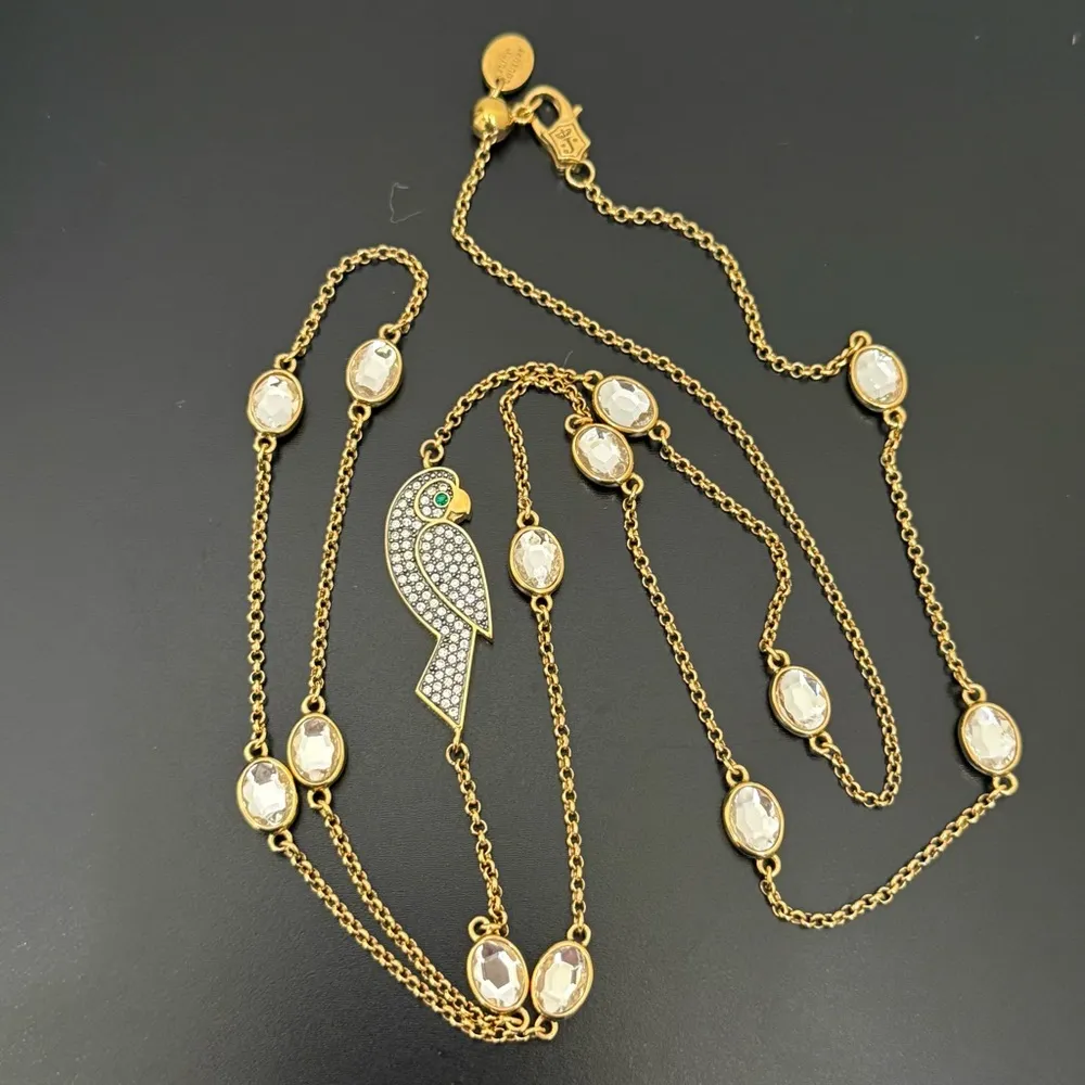 JUICY COUTURE Gold-tone Rhinestones Parrot Station 34” Necklace 21g. - Image 5