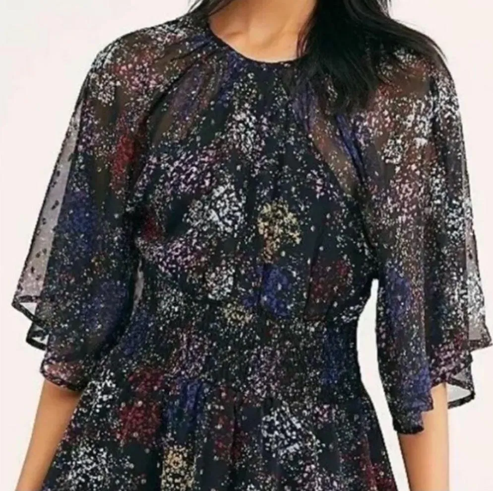 EUC Free People Anna Open Back Dress Black Floral Size Medium - Image 3