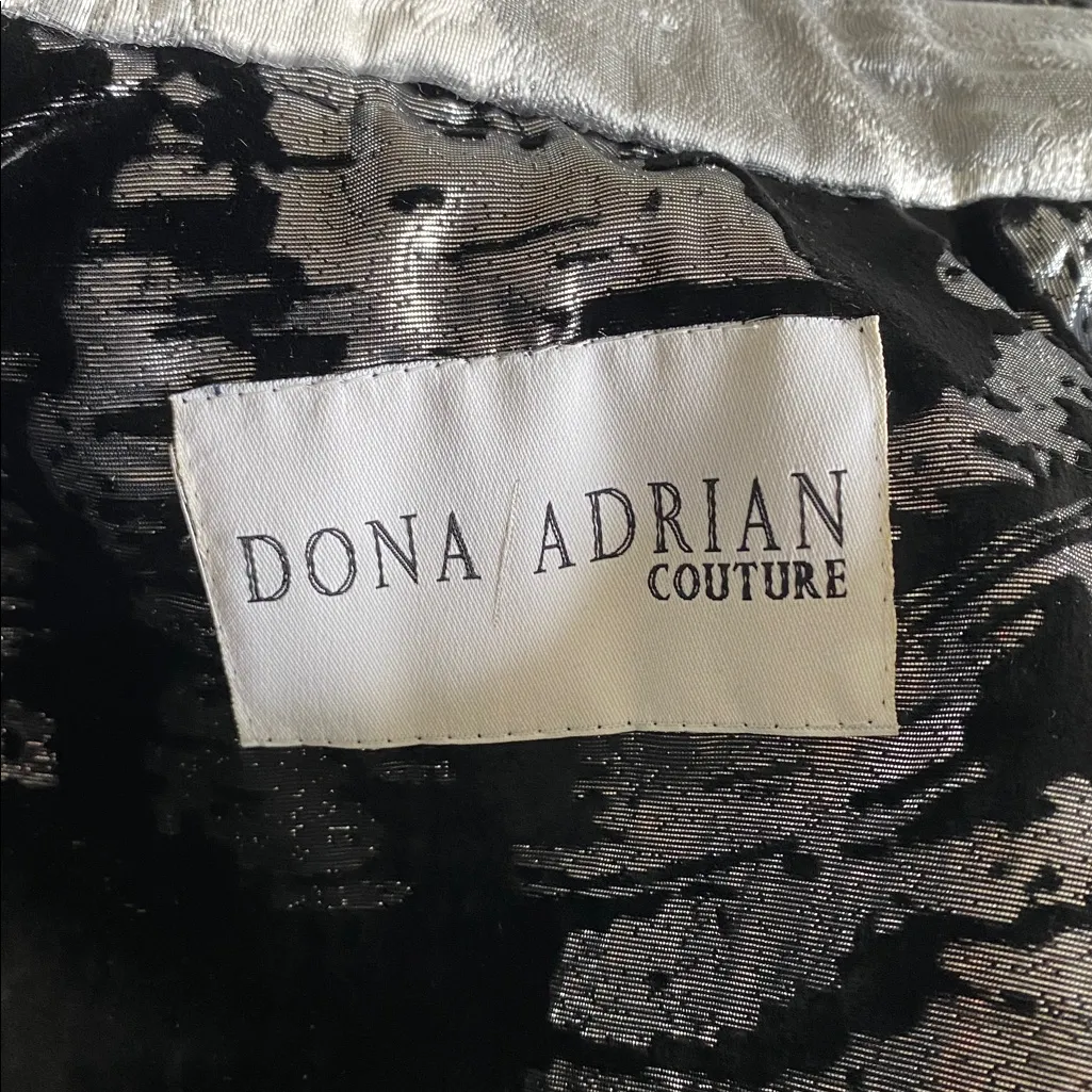 Custom Floral Print Cropped Vest Jacket Womens Sz Small Grey Black Metallic - Image 7