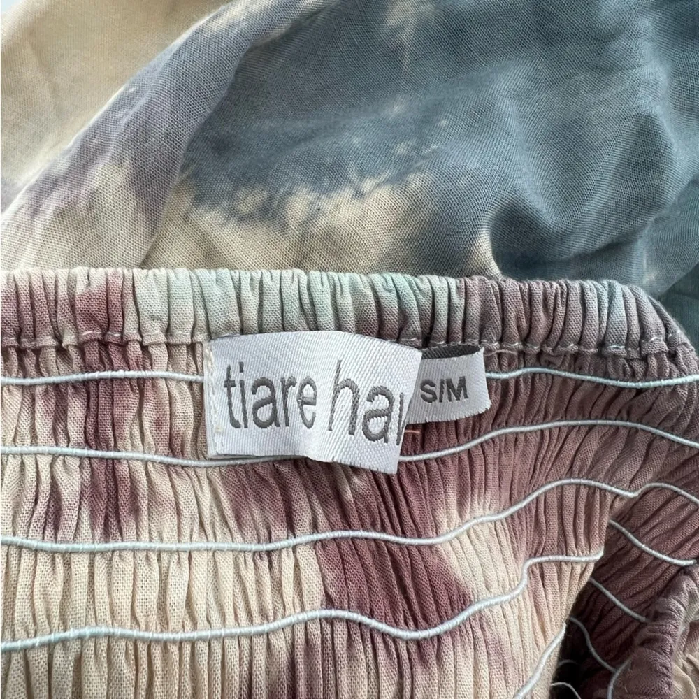 Tiare Hawaii smocked off the shoulder tie dye style maxi dress sz Small Medium - Image 6