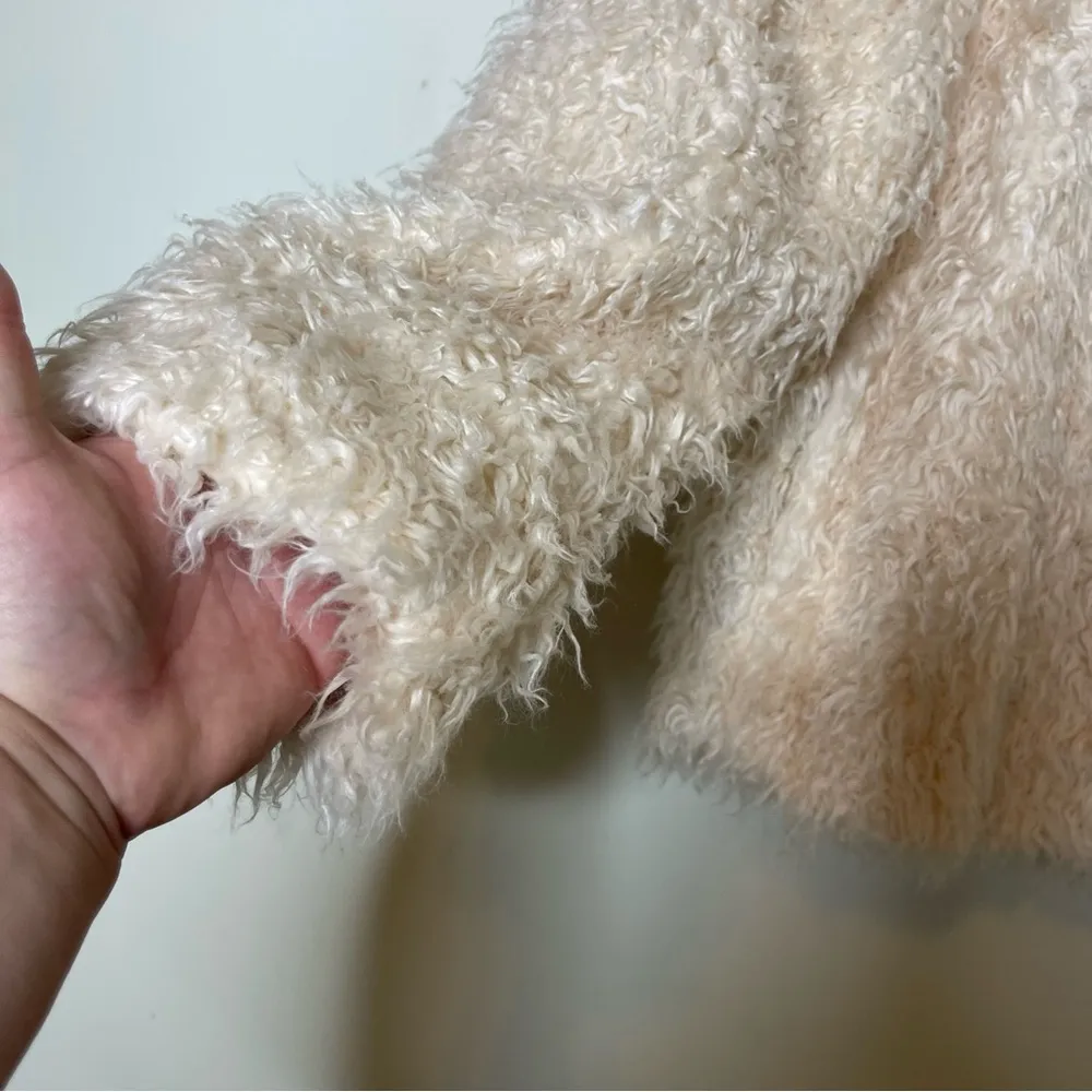 Cabi Womens Teddy Jacket Faux Fur Coat Lined Shaggy Cropped Cream Size Small S - Image 7