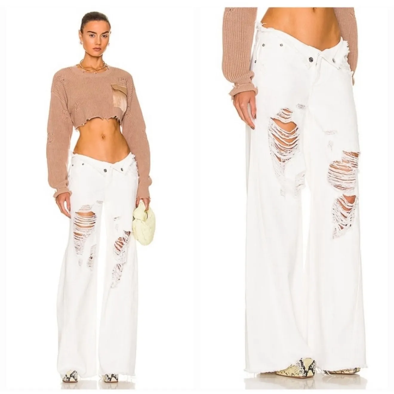 NWT SER.O.YA Ollie Distressed‎ Wide
Leg Jeans White Sz 28 $275 - Image 6