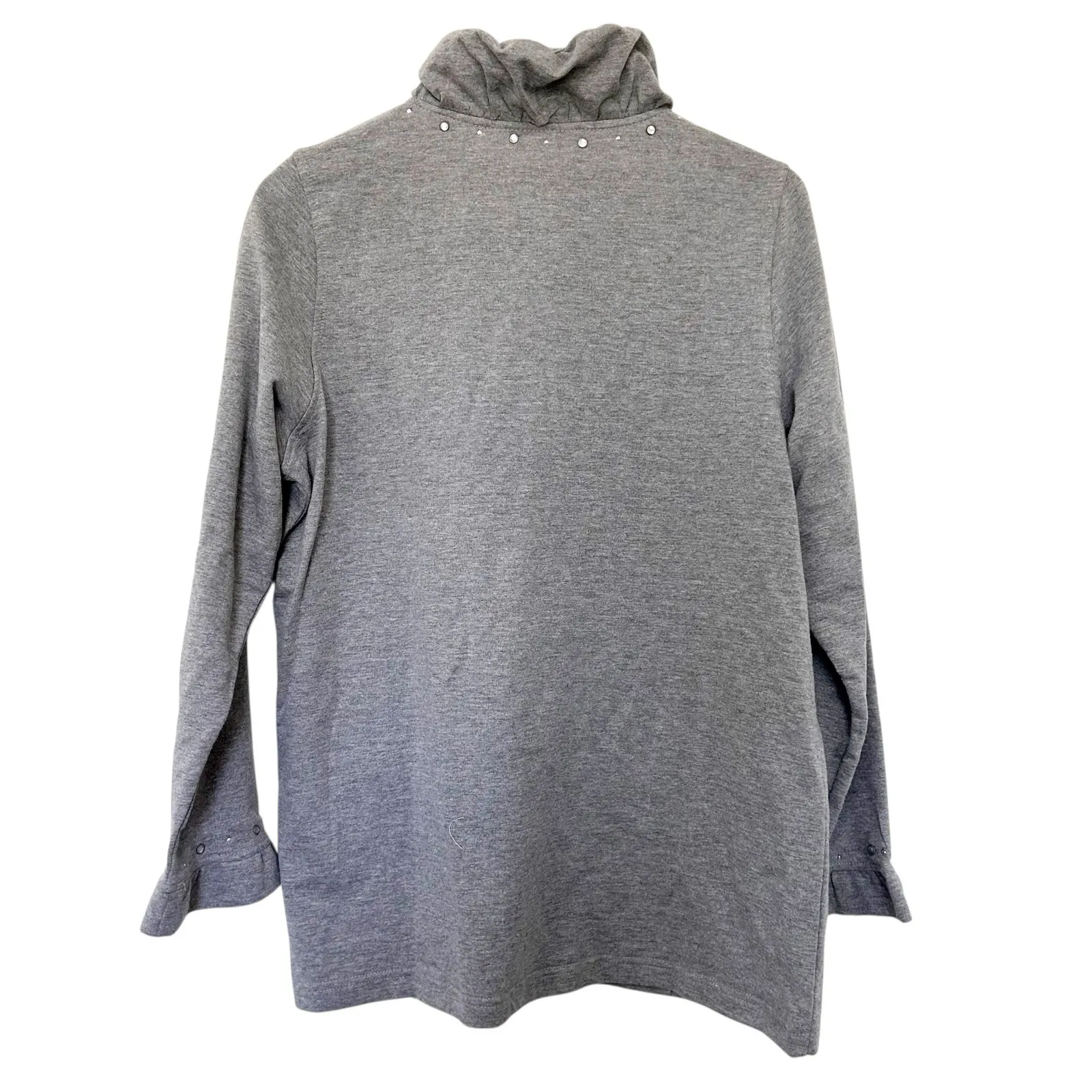 Quacker Factory Gray Gem Zipper Full Zip Sweater Sz M - Image 6