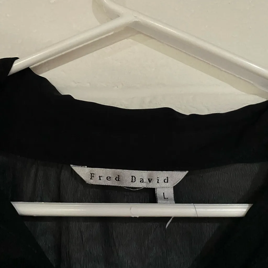 Fred David large sheer black button down - Image 3