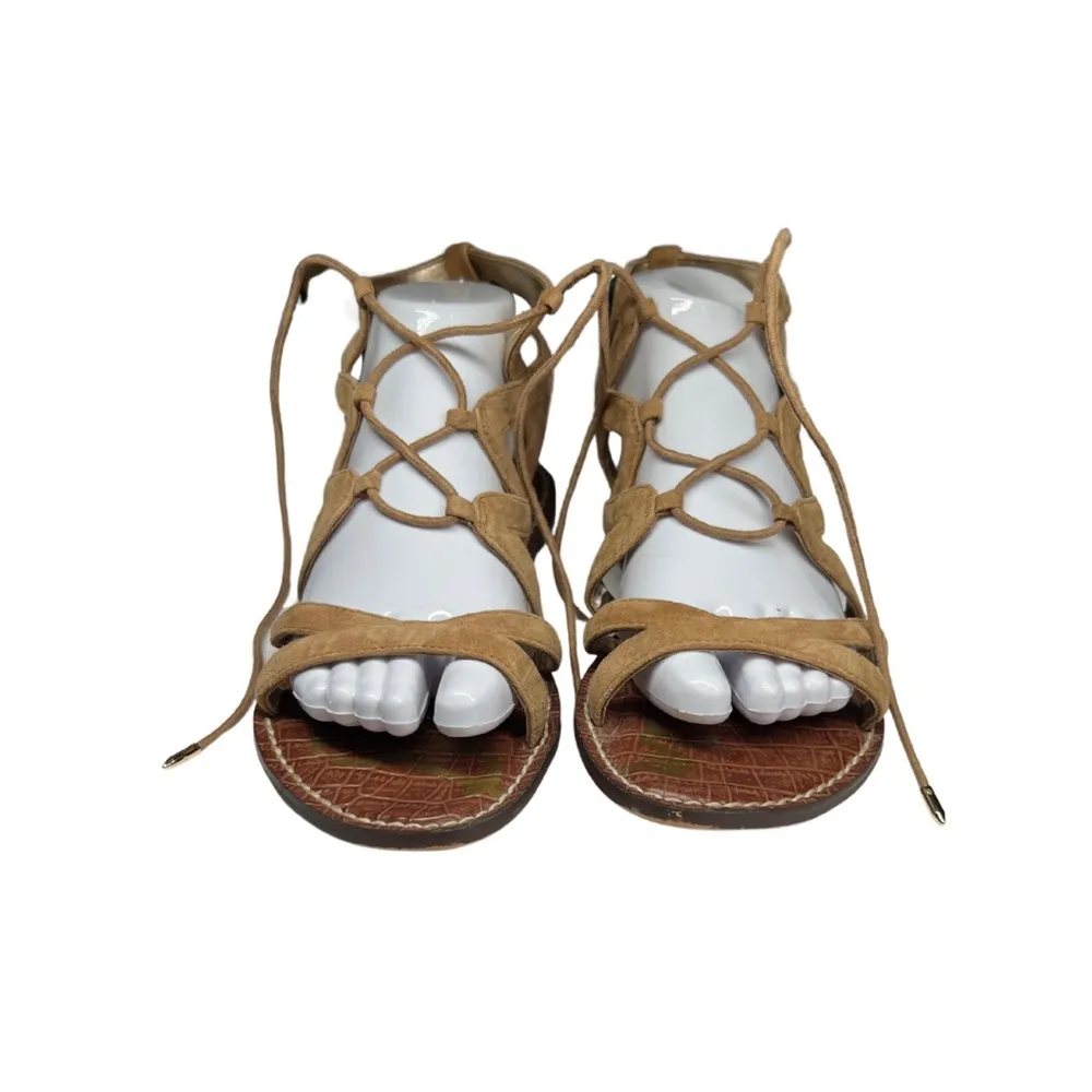 Sam Edelman Gemma gladiator strappy tie sandals 9.5 leather summer neutral - Image 4