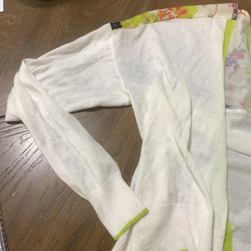 Ted Baker / 1 / White Cardigan with Floral Silk Ac - Image 7