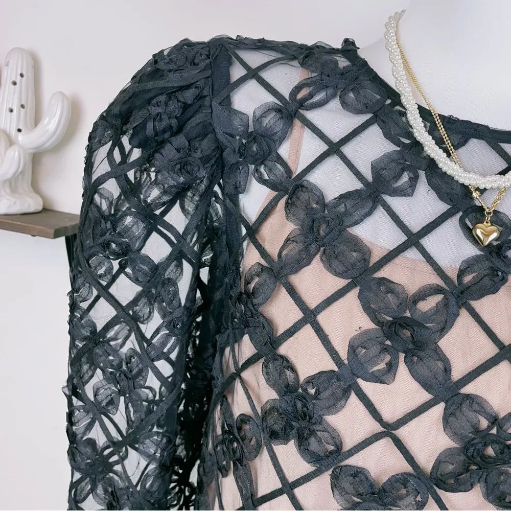 En Saison Long Sleeve Lace Mini Dress	Black - Image 2