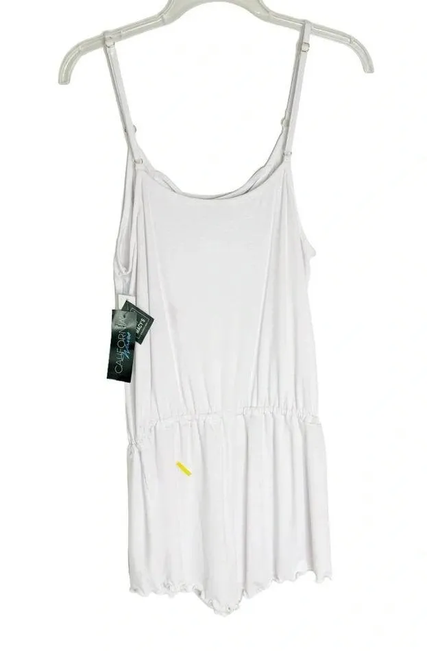 CALIFORNIA WAVES Junior Tie Waist Knit Swim Cover Up Romper White Size L NWT - Image 4