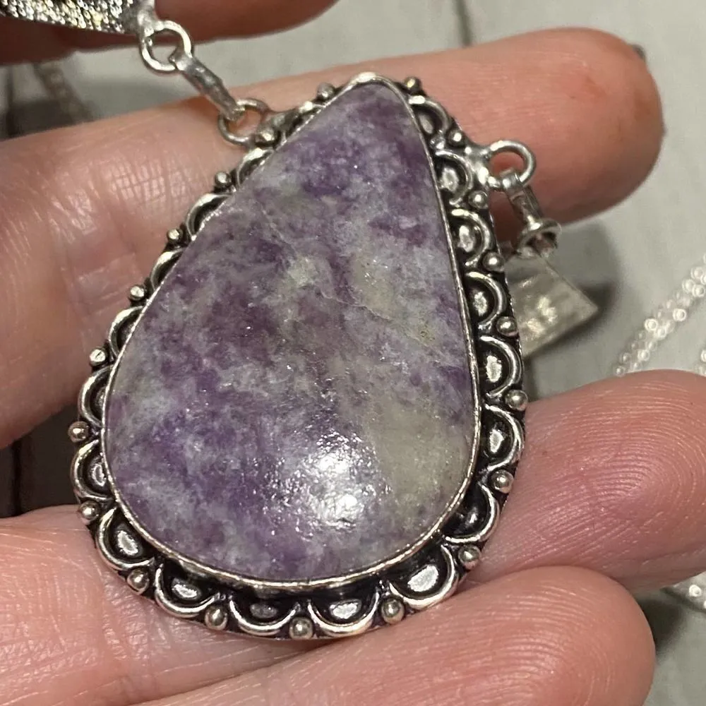 Lepidolite Amethyst Sterling Silver Necklace - Image 4