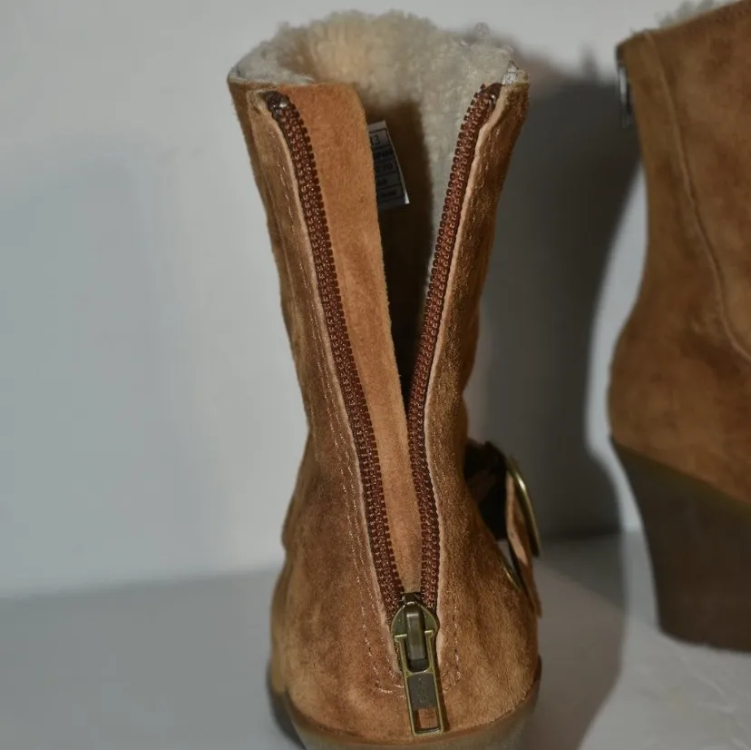 Gissella Suede Wedge Heel Boots - Image 10