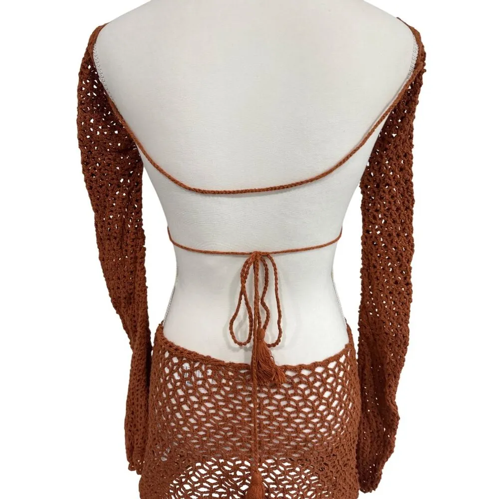 lovewave The Celeste Mini Dress in Brown Medium New Womens Swim Cover up - Image 8