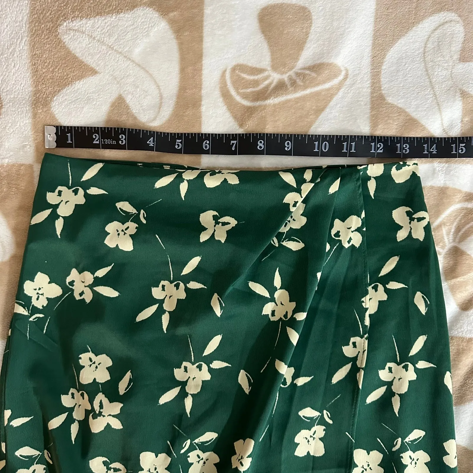 Urban Outfitters | Kelly Floral Green Midi Skirt Tulip Hem‎ Wrap | Women's Small - Image 8