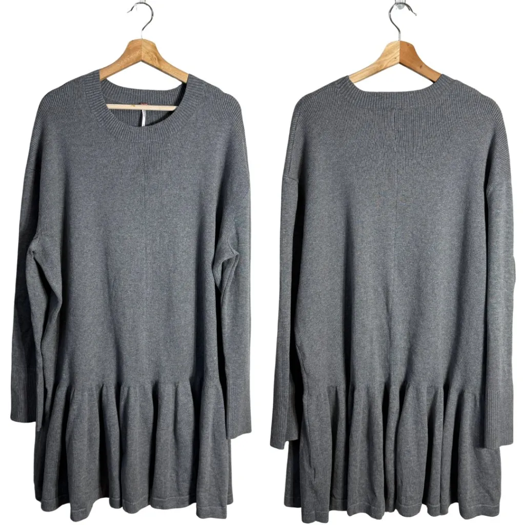 Free People Time On My Side Sweater Mini Dress Women XL Gray Knit Drop Waist NWT - Image 2