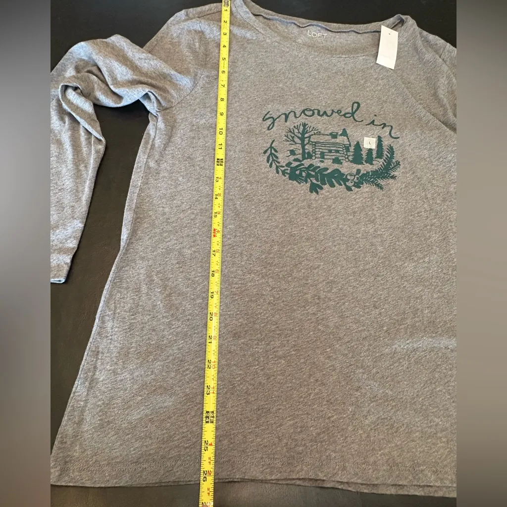 LOFT Gray 'Snowed In' Graphic Sweater size Large NWT - Image 9