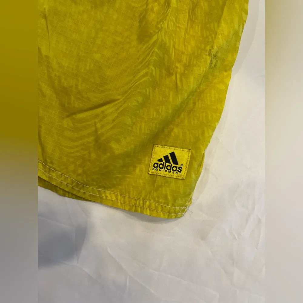 Adidas Equipment Vintage Size Medium Neón Yellow Nylon Running Shorts #146 - Image 3