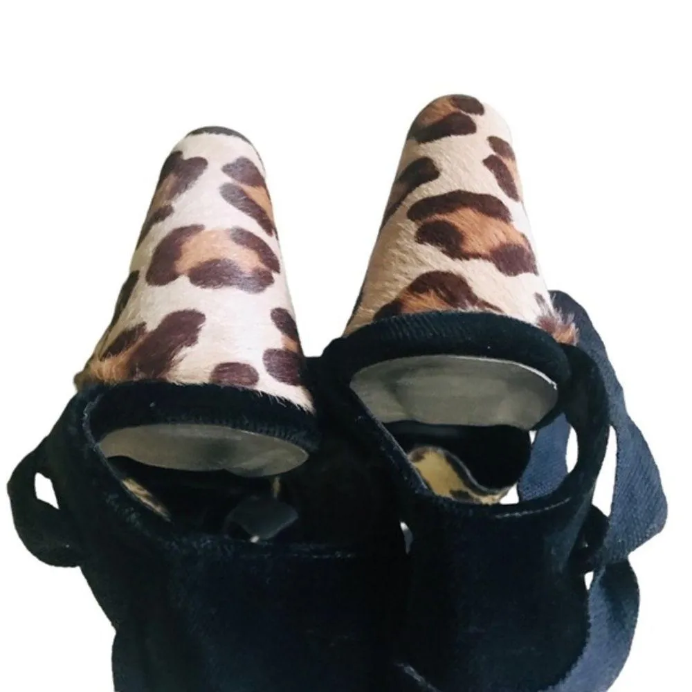 Stuart Weitzman Brown Leopard Print Ankle Wrap Wedges‎ Size 8 M - Image 7