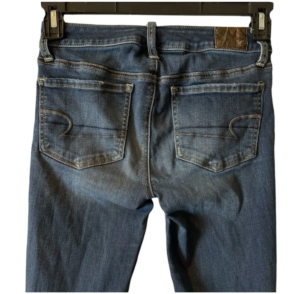 American Eagle Jeggings Womens Size 4 Long Jeans Super Stretch Denim Distressed - Image 4