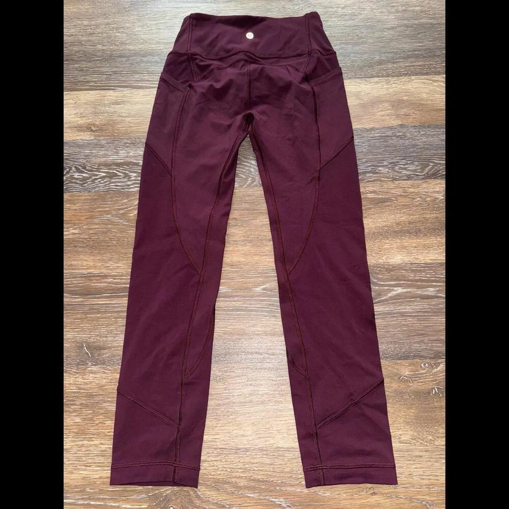 Lululemon All The Right Places High Rise Crop II With Pockets 23” Cassis Size 4 - Image 2