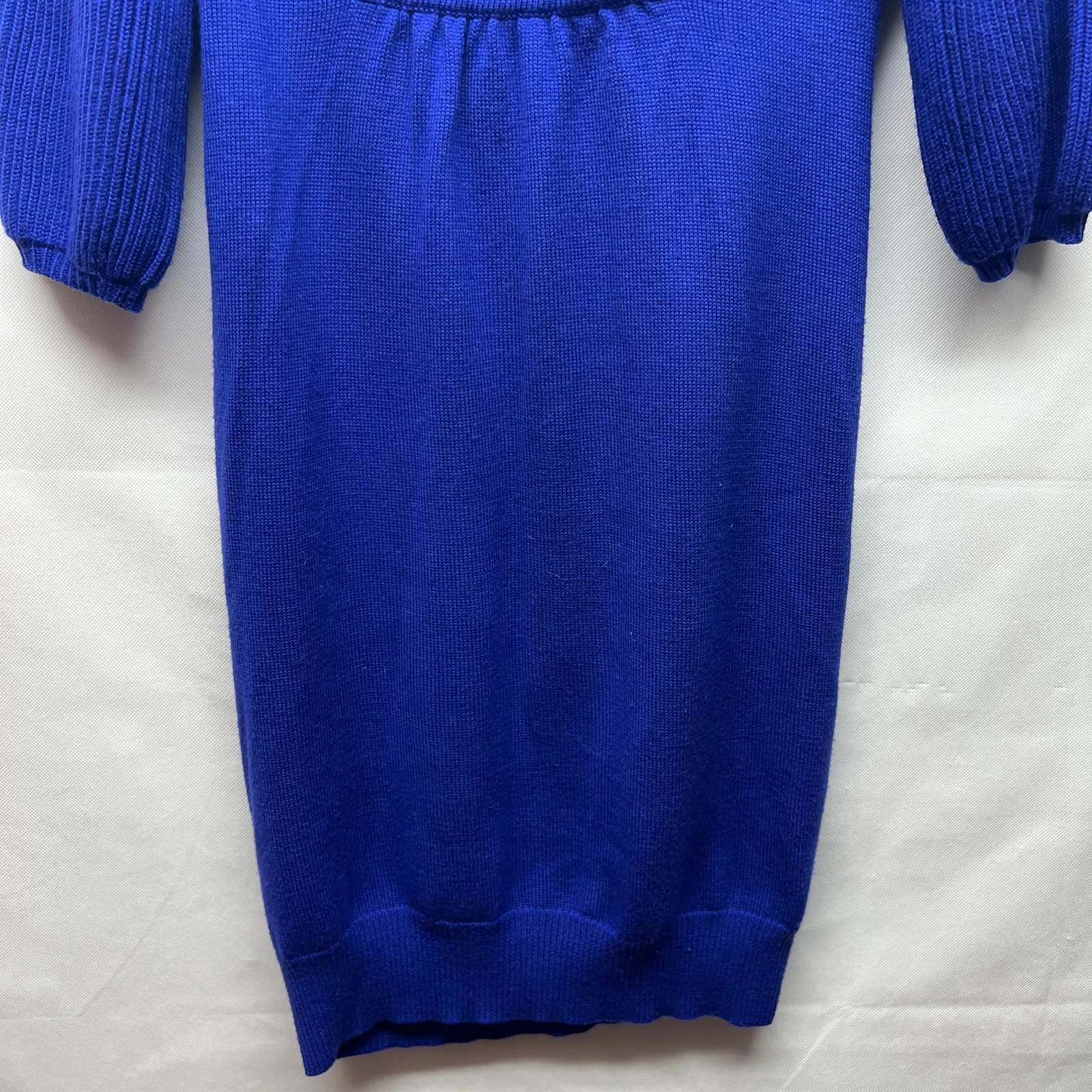 Diane Von Fursternberg 100% Wool Royal Blue Sweater Dress Size Small - Image 4