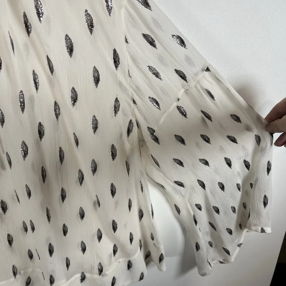 IRO Metallic Rain Drop Print Sheer Blouse Women’s Size 40/large Designer *Flawed - Image 8