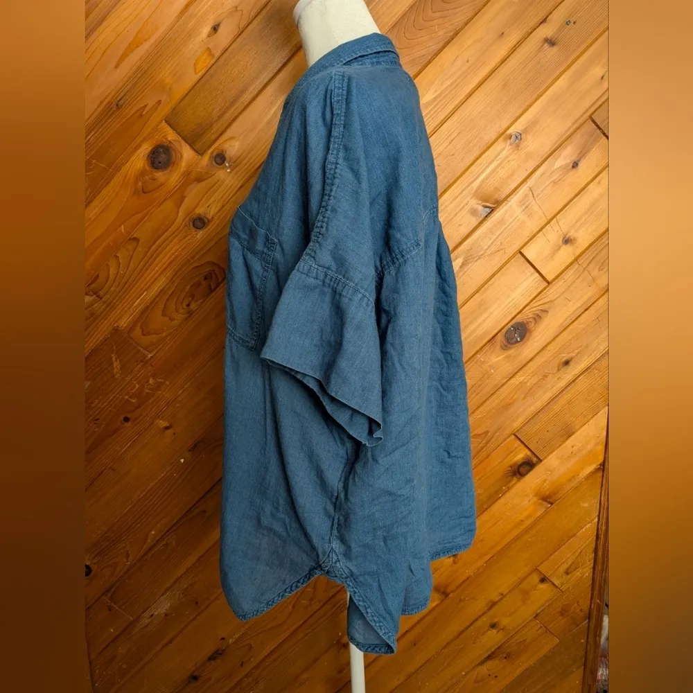 Madewell Denim Blue Cotton Button Down Top Size Large - Image 5