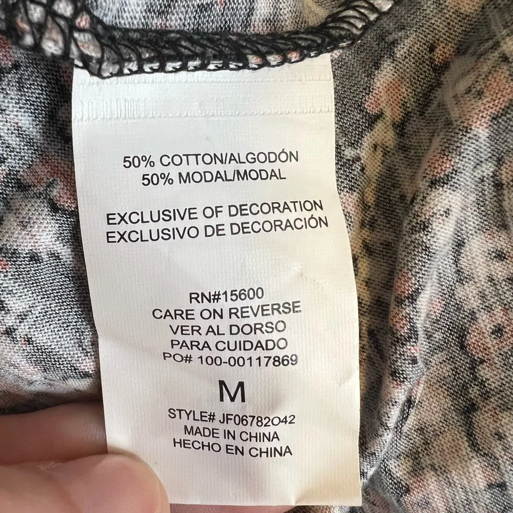 Mason & Belle Black with Pink Floral Long Sleeve Size Medium New - Image 6