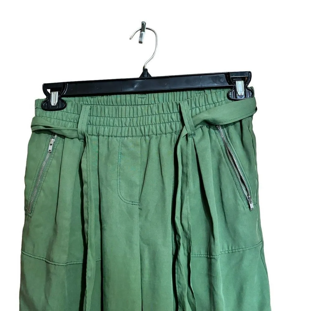 Sundance Pants Womens 4 Green Tencel Smocked Tie Waist Bottoms Pockets Ladies - Image 2