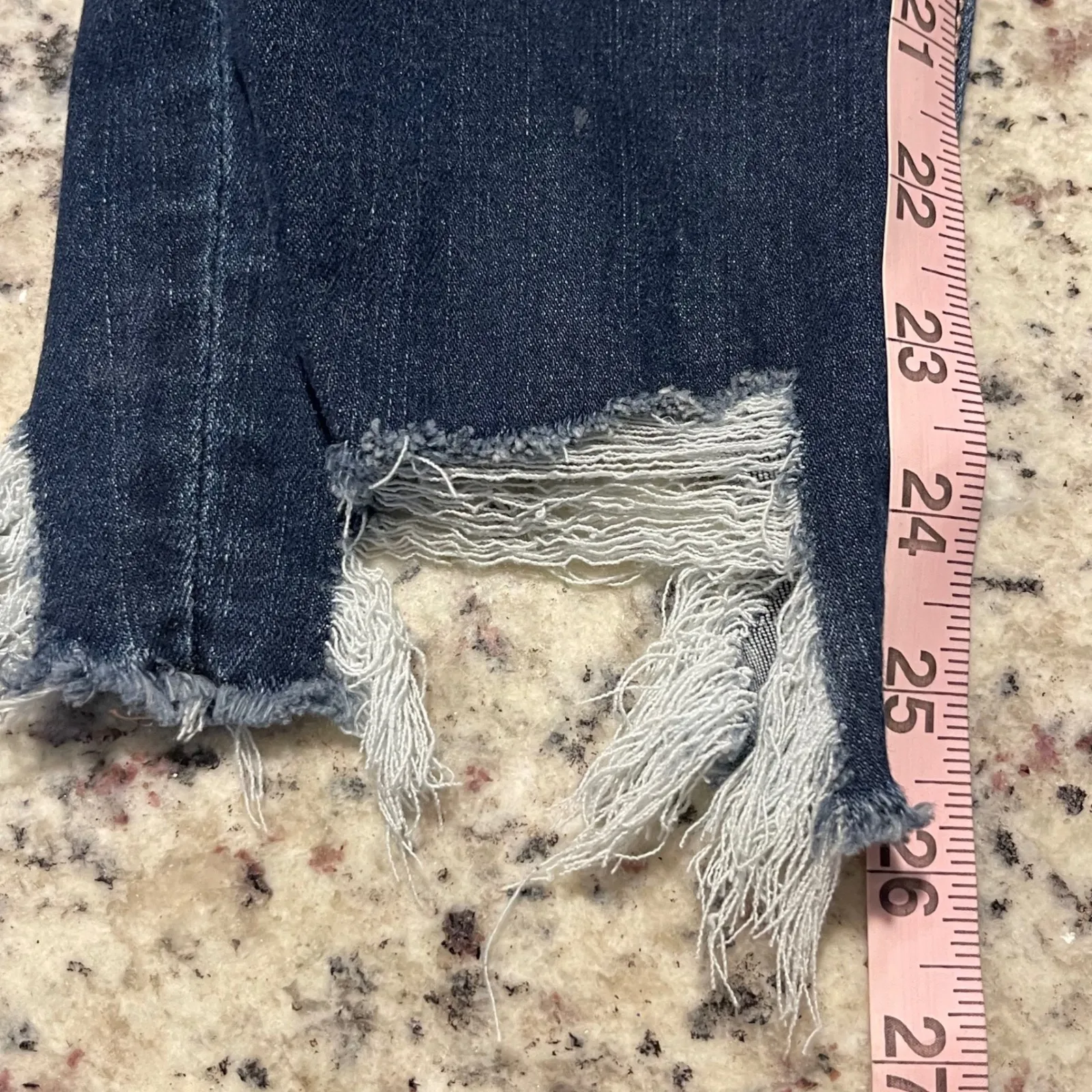 American Eagle Outfitters Womens Jeans Dark Blue Wash Stretch Frayed Hem Size 8 - Image 9