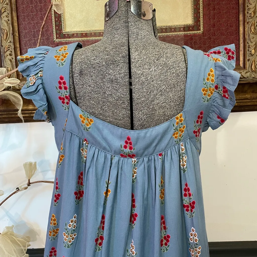 Sunshine Tienda x Tuckernuck Laura Blue Floral Tassel Mini Dress ~ Size XS/S🧡🎀 - Image 9