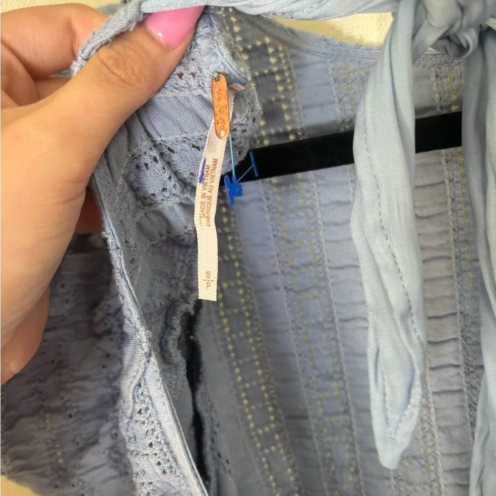 Free People Star Struck - Light Blue Tie-Back Tee Size Small - Image 5