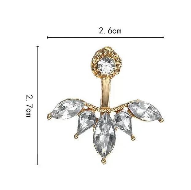Boutique Crystal Leaf Geometry Stud Earrings  - Image 2